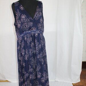Motherhood Maternity Maxi Dress Gown Navy Blue / Pink, Large